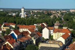 Eilenburg - Blick auf die Stadt mit Wasserturm, Muldenaue, Torgauer Straße & Eilenburg-Ost